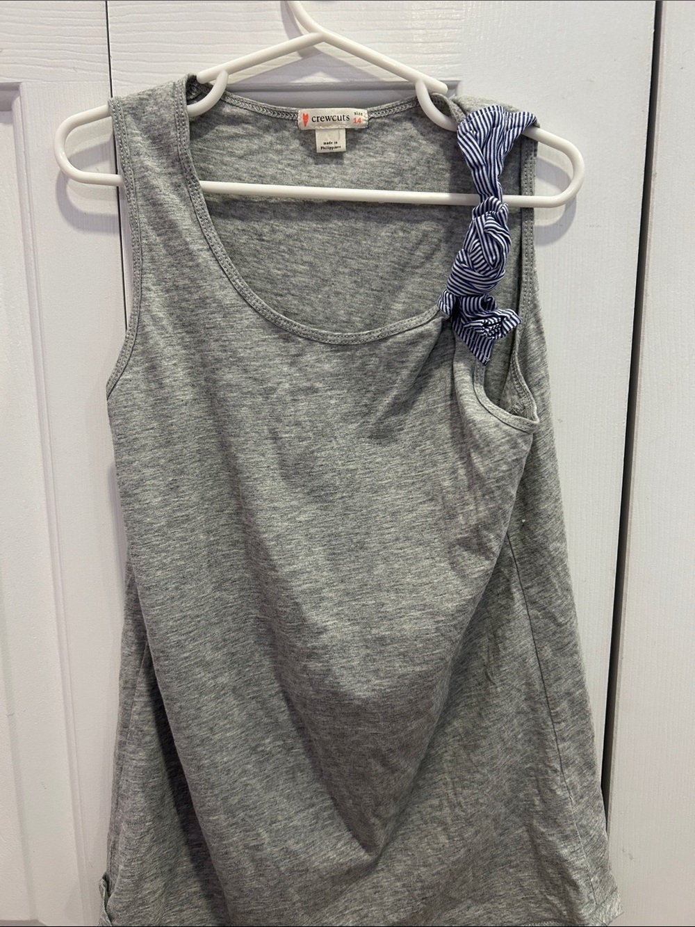 Crewcuts Gray Tank Top with Striped Knot Detail